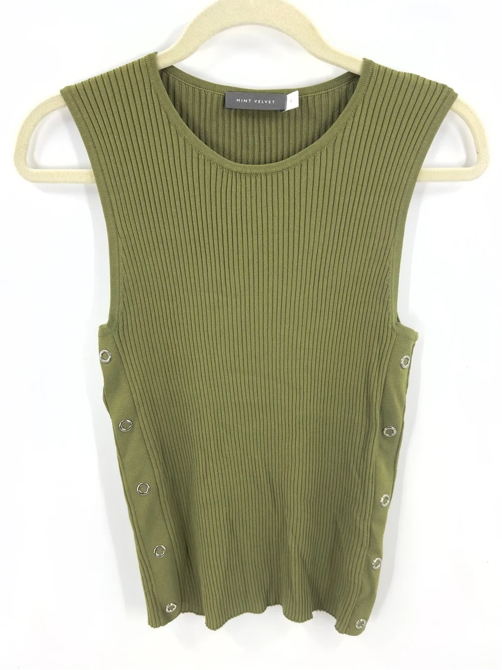 Mint Velvet Green Ribbed Tank Midi Skirt Matching Set Knit Size L Large
